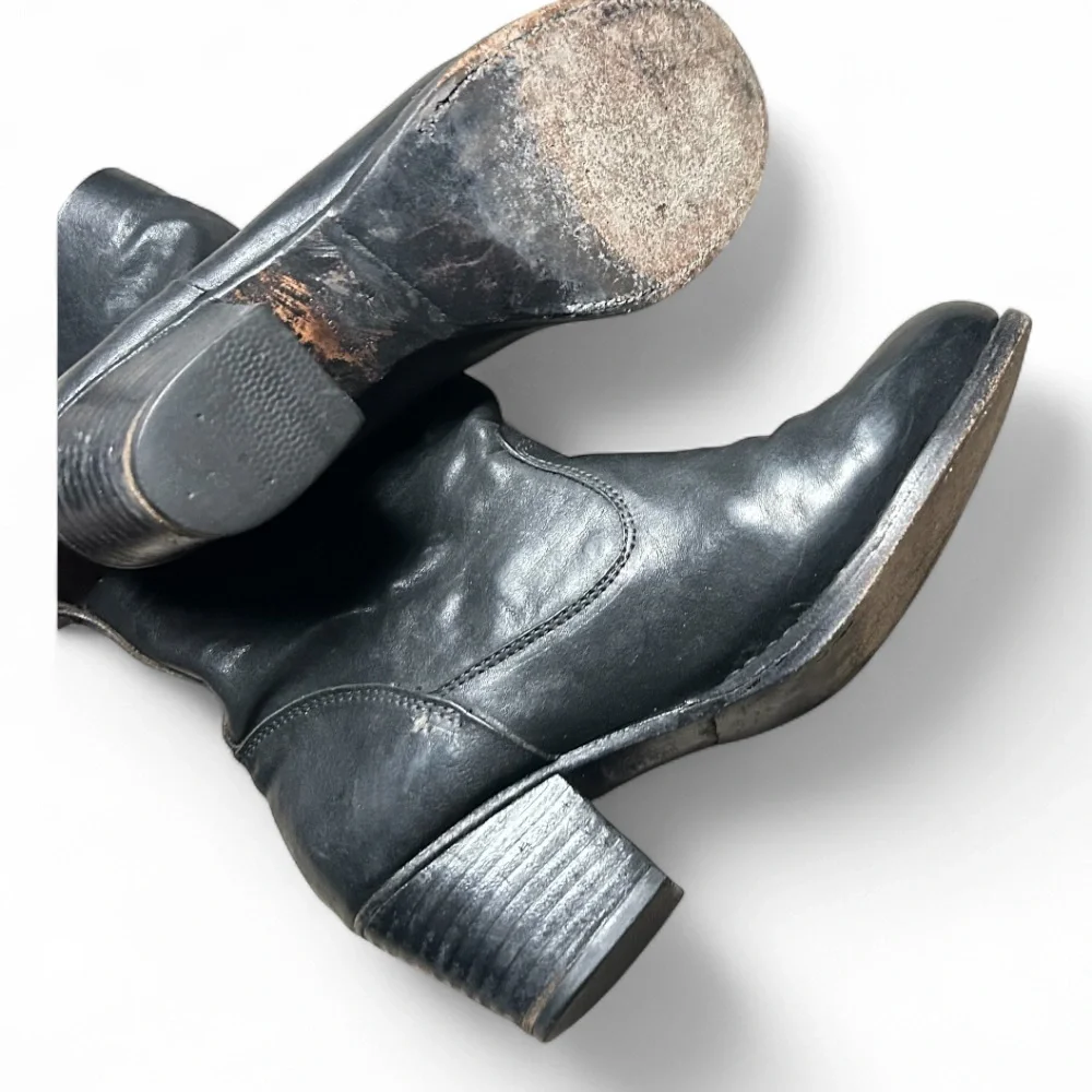Rag & Bone Black Leather Moto Ankle Heeled Boots Size 39 EU 8.5 US